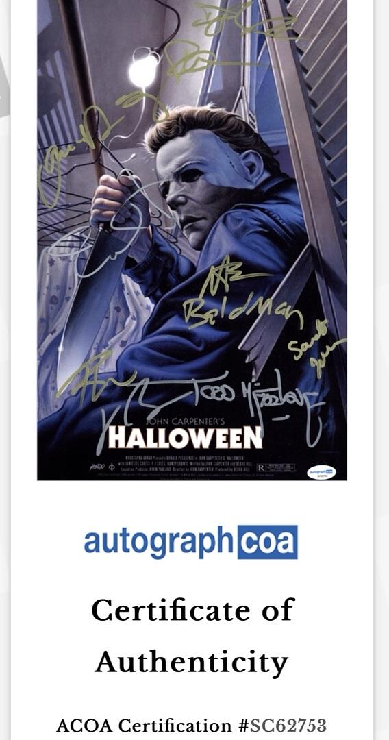 Halloween 12x18 cast Signed Jamie Lee Curtis ACOA