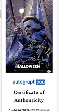 Halloween 12x18 cast Signed Jamie Lee Curtis ACOA
