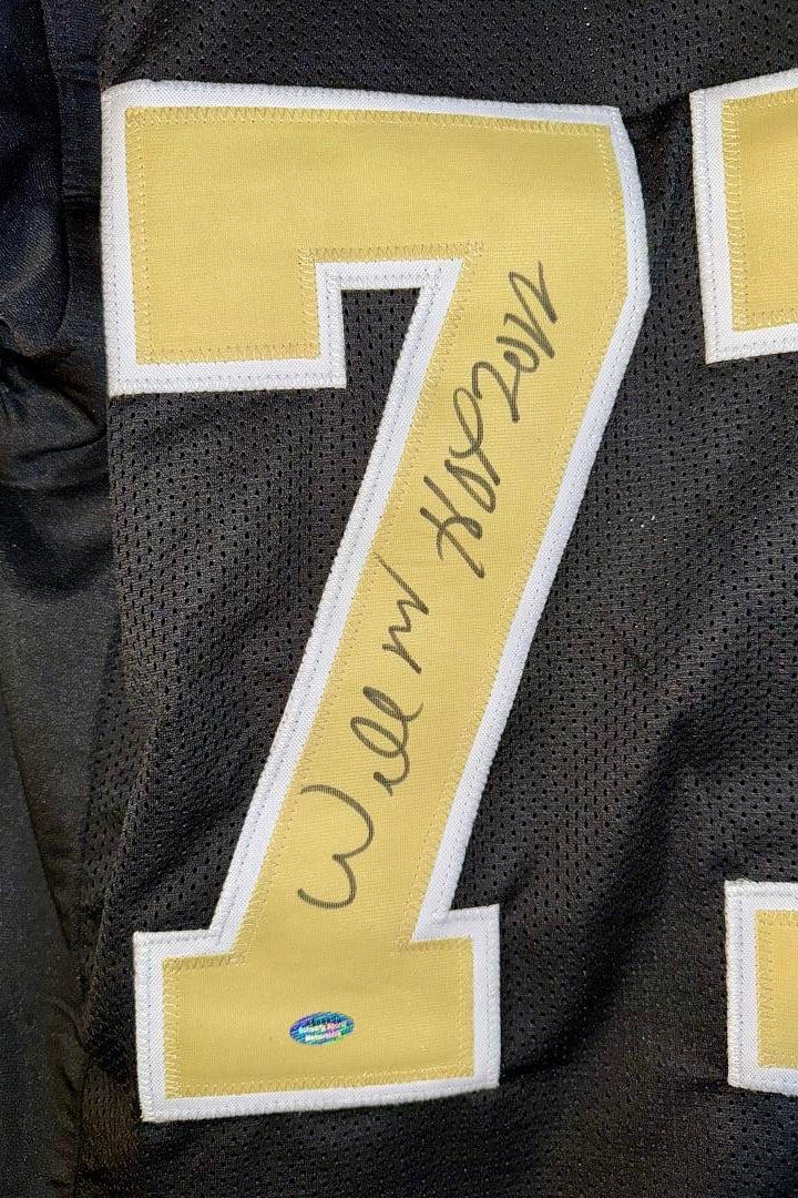 Willie Roaf Signed Custom Saints Black Jersey w/ HOF Inscription - Schwartz COA
