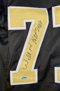 Willie Roaf Signed Custom Saints Black Jersey w/ HOF Inscription - Schwartz COA