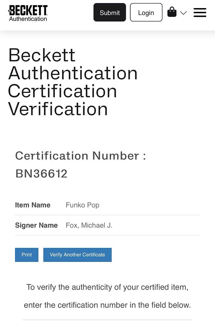 Michael J Fox Signed Funko Pop #961 Marty McFly Back To The Future - Beckett COA #05