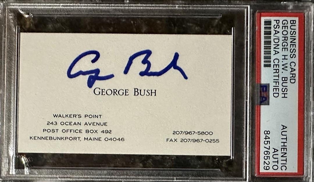 George Bush Signed Business Card - PSA COA Kennebunkport