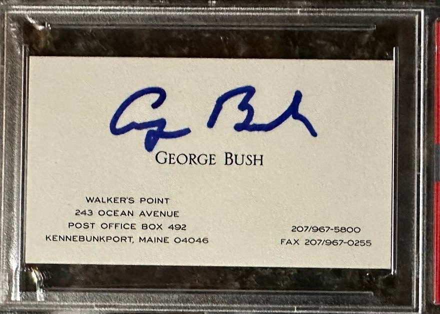 George Bush Signed Business Card - PSA COA Kennebunkport