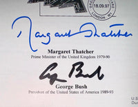 George Bush & Margaret Thatcher Signed FDC Postal Cachet - JSA COA