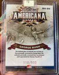 2008 George Bush Donruss Baseball Americana Threads Swatch Card #110/500