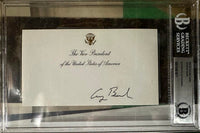 George Bush Signed Slabbed Vice-Presidential Card - Beckett COA