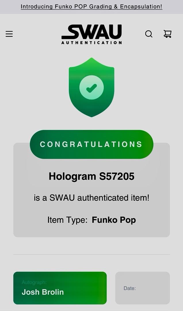 Josh Brolin Signed Funko Pop #453 "Thanos" (Avengers) - SWAU