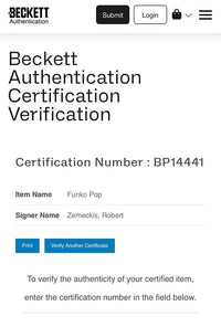 Robert Zemekis Signed Funko Pop #961 (Back To The Future) *VERY RARE* - Beckett COA