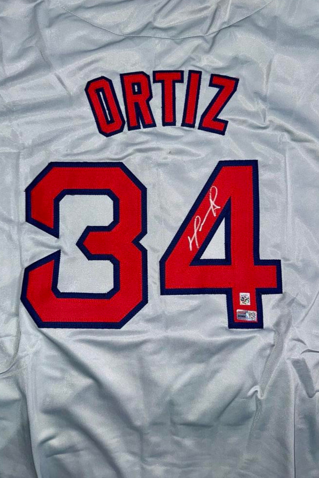 David Ortiz Autographed Custom Grey Red Sox Jersey -  TriStar COA #03