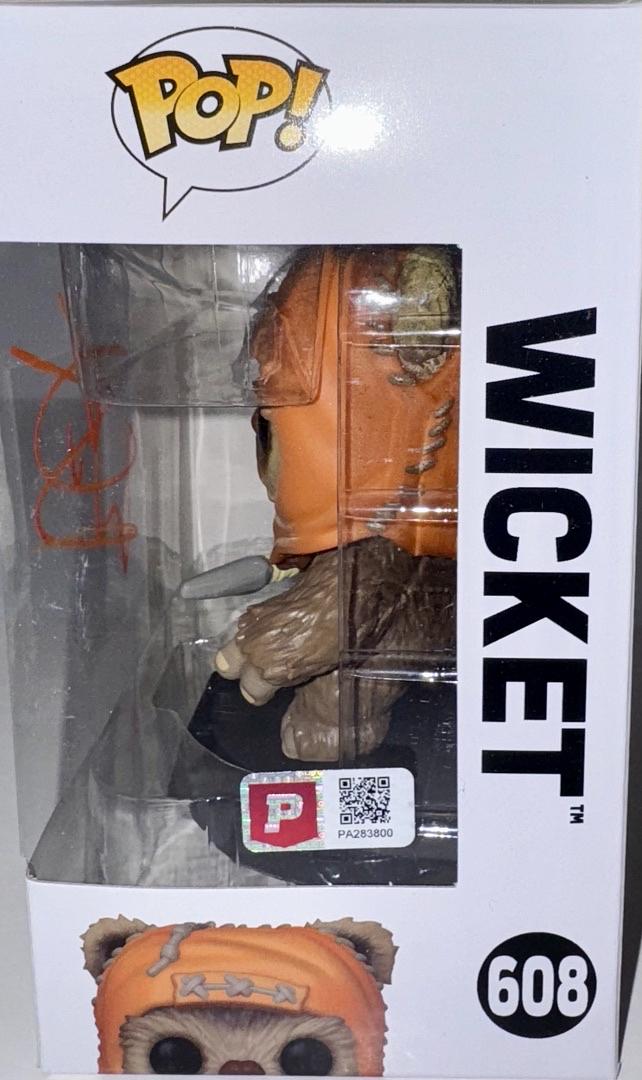 Warwick Davis Signed Funko Pop #608 "Wicket" (Star Wars) - Pristine COA #01