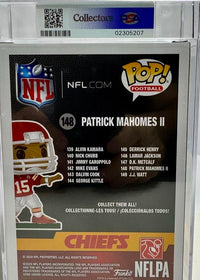 Patrick Mahomes Signed Kansas City Chiefs Funko Pop (White Ink) #148 - PSA Graded Near Mint, Authenticated / Encapsulated - Beckett & PSA COA