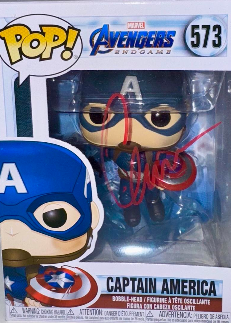 Chris Evans Signed Funko Pop #573 Captain America - SWAU #2