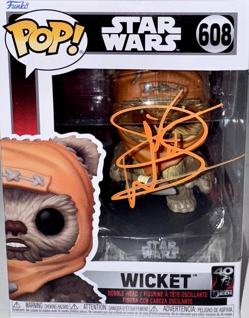 Warwick Davis Signed Funko Pop #608 "Wicket" (Star Wars) - Pristine COA #02