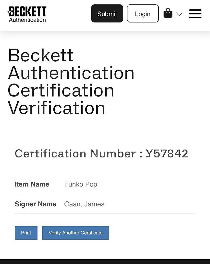 James Caan Signed Funko Pop #391 "Sonny Corleone" (Godfather) - Beckett COA