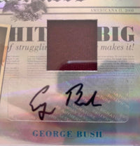 President George Bush Signed Donruss Americana Headliners #13/25 Autograph & Swatch *RARE* - Beckett Auto Grade 10