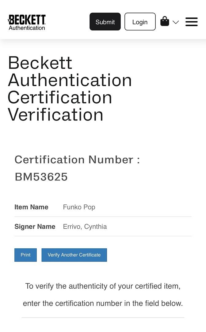 Cynthia Erivo Signed Funko Pop #1519 "Wicked Witch" (Wizard of Oz) - Beckett COA #03
