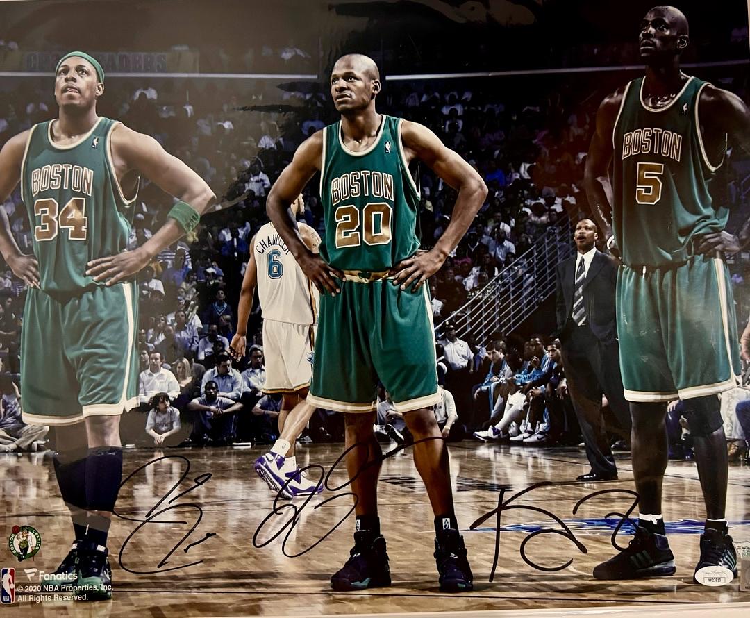 Paul Pierce, Ray Allen, Kevin Garnett Signed 16x20 Photo Boston Celtics - JSA/Fanatics COA
