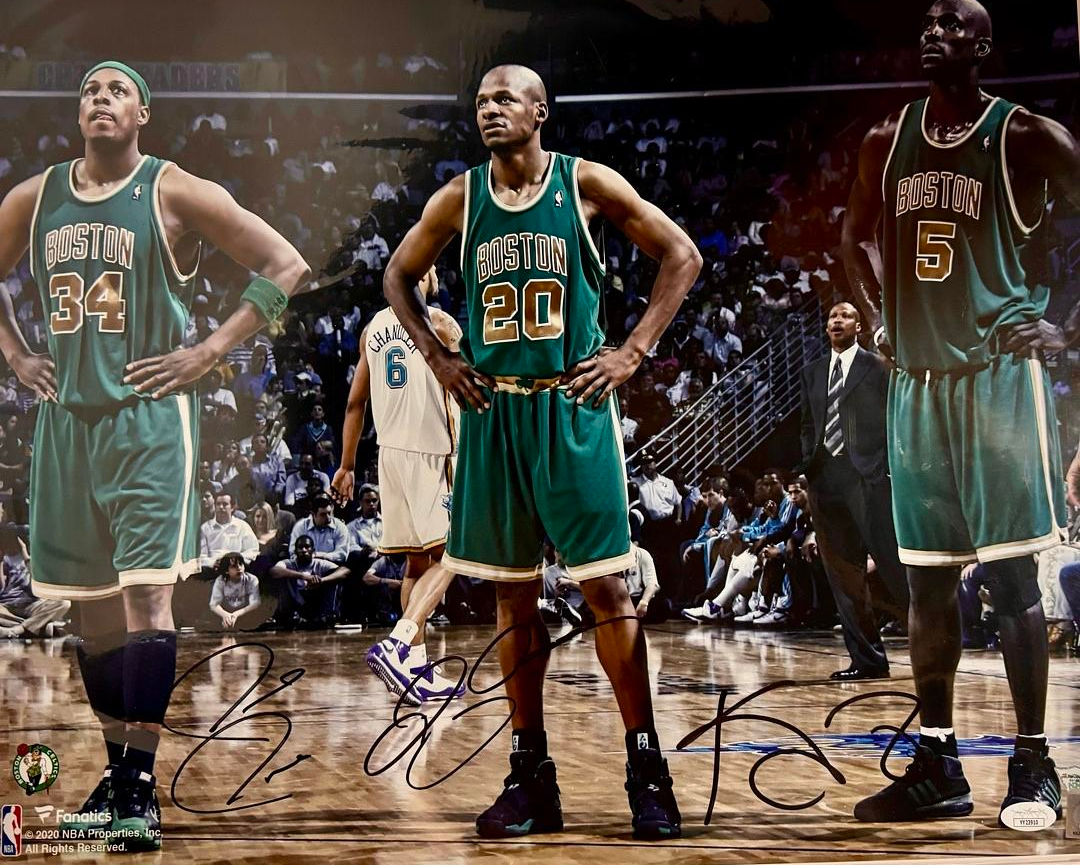 Paul Pierce, Ray Allen, Kevin Garnett Signed 16x20 Photo Boston Celtics - JSA/Fanatics COA