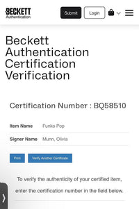 Olivia Munn Signed Funko Pop #180 Psylocke X-Men - Beckett COA #02