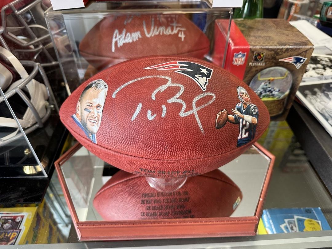 Tom Brady Autographed Custom Hand Painted 1/1 Duke Official Football w/career stats - Fanatics and GOAT COA