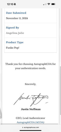 Angelina Jolie Signed Funko Pop #627 Maleficent - ACOA