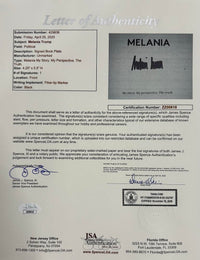 Melania Trump Autographed Collector's Edition "Melania" Book - JSA COA #01 w/full letter of authenticity