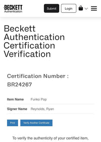 Ryan Reynolds Signed Funko Pop #1400 Deadpool & Wolverine (Red Ink) - Beckett COA