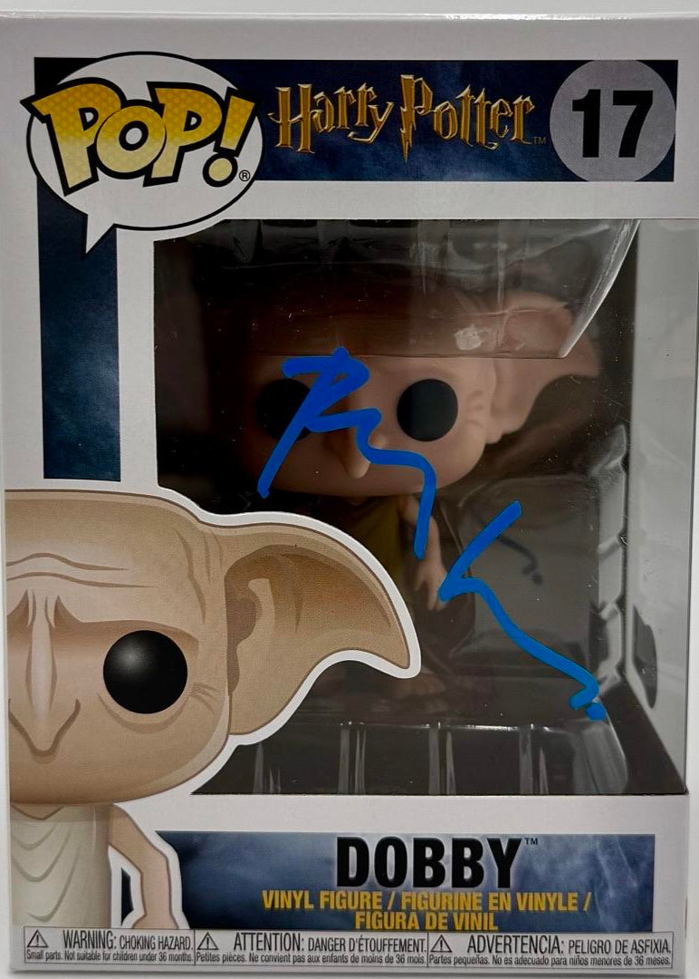 Toby Jones Signed Funko Pop #17 Dobby (Harry Potter)  - Beckett COA #01