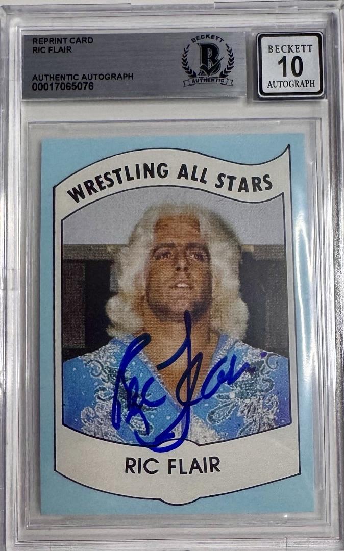 Ric Flair Signed 1982 All Stars Slabbed Card (Reprint) - Beckett Auto Grade 10 COA