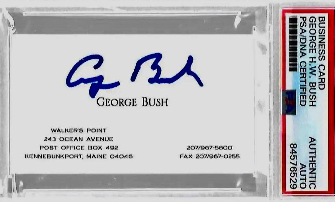 George Bush Signed Business Card - PSA COA Kennebunkport