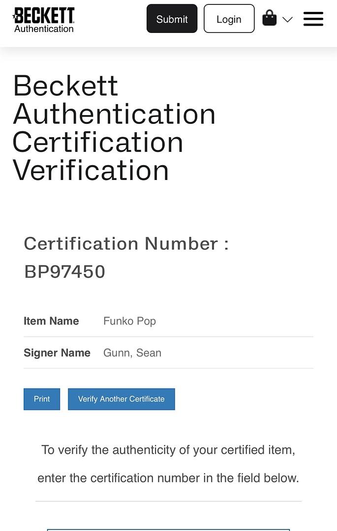 Sean Gunn Signed Funko Pop #1209 "Kraglin" (GOTG) - Beckett COA
