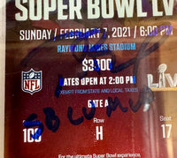 Tom Brady Autographed Official Super Bowl LV Ticket slabbed w/Inscription "Super Bowl LV MVP" Beckett Slabbed & Fanatics COA #01