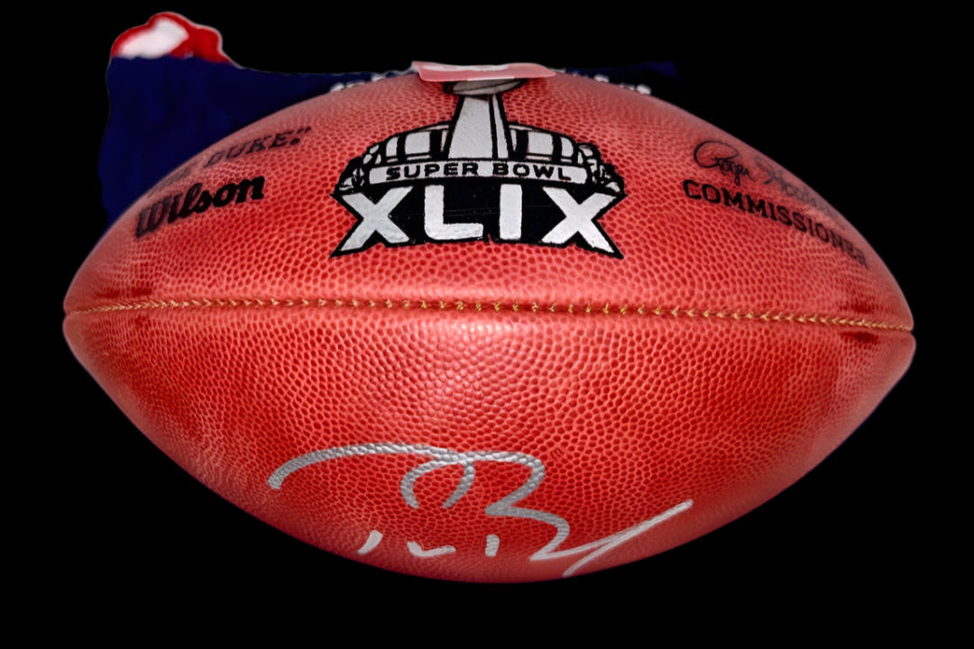 Tom Brady Autographed NFL Duke Super Bowl XLIX Football Fanatics and GOAT COA