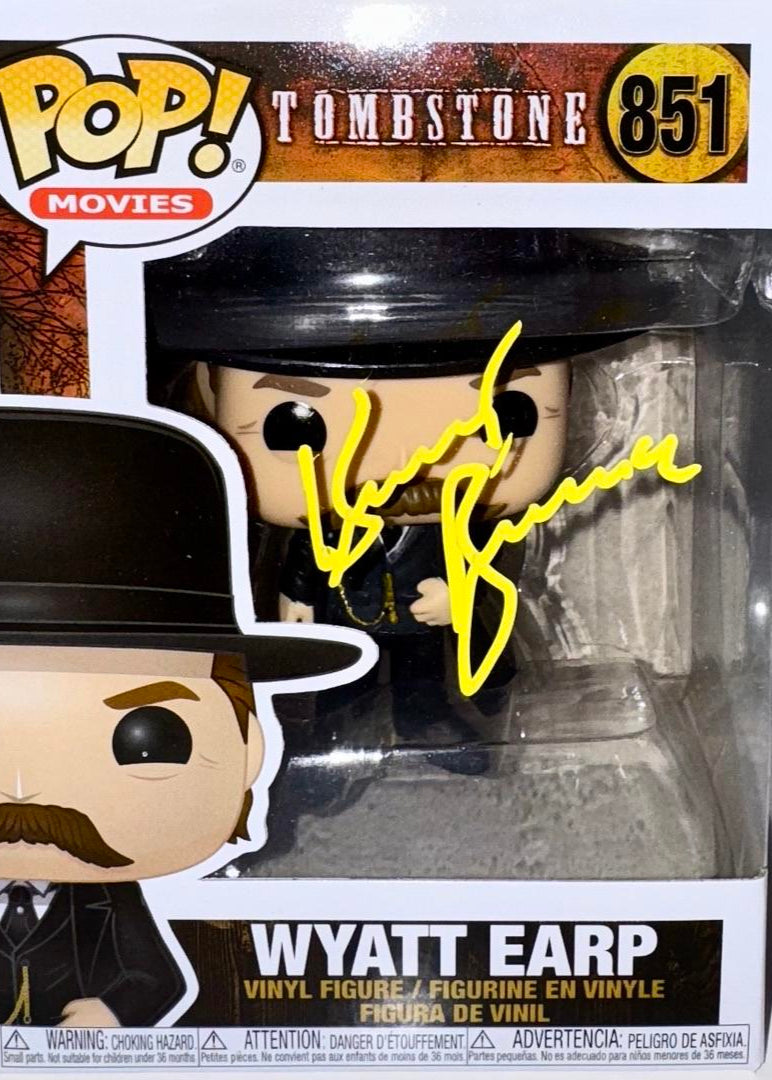 Kurt Russell Signed Funko Pop #851 Wyatt Earp Tombstone (Yellow Ink) - Beckett COA