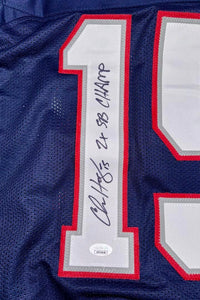 Chris Hogan Signed Custom Blue Patriots Jersey w/ "2x SB Champ" Inscription -  JSA COA