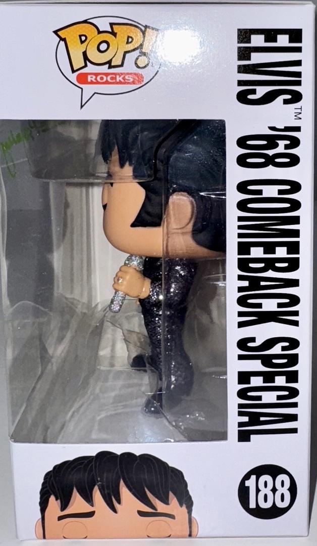 Priscilla Presley Signed Exclusive Funko Pop #188 Elvis 1968 Comeback Special (Elvis Presley)  - JSA COA