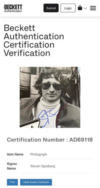 Steven Spielberg Signed 11x14 Photo (Jaws) - Beckett COA