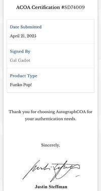 Gal Gadot Signed Funko Pop #423 (Wonder Woman) - ACOA