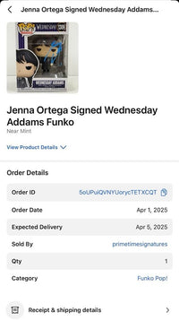 Jenna Ortega Signed Funko Pop #1309 "Wednesday Addams" *RARE* - Beckett COA with full letter of authenticity