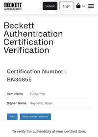 Ryan Reynolds Signed Funko Pop #1400 Deadpool & Wolverine (Blue Ink) - Beckett COA