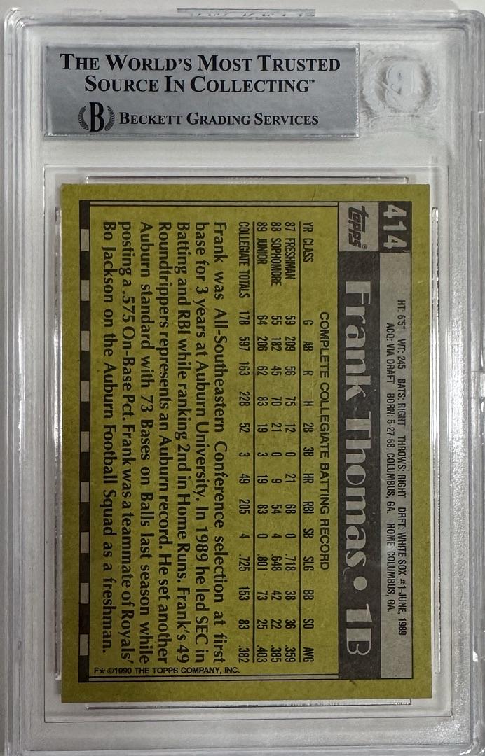 Frank Thomas Signed 1990 Topps Rookie Card - Beckett COA