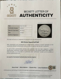 Bill Clinton Signed Golf Ball - Beckett COA w/full letter of authenticity