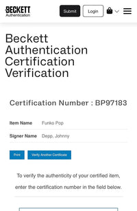 Johnny Depp Signed Funko Pop #979 Edward Scissorhands (Blue Ink) - Beckett COA