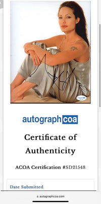 Angelina Jolie Signed 8x10 - ACOA