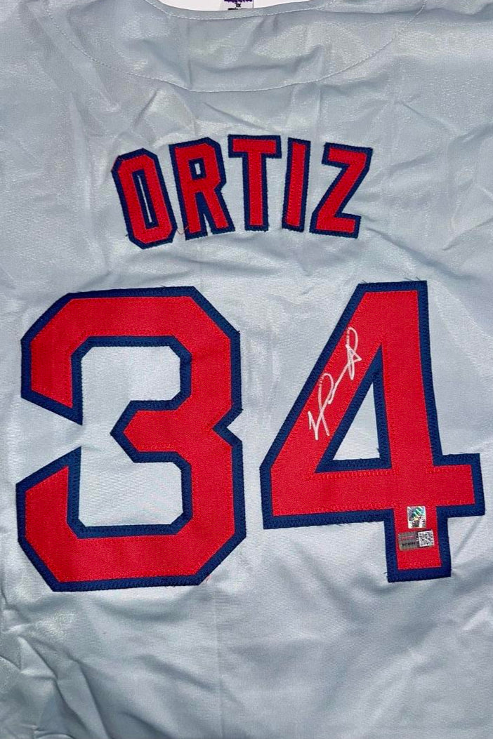 David Ortiz Autographed Custom Grey Red Sox Jersey -  TriStar COA #02