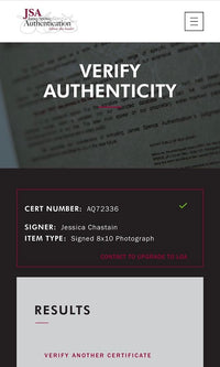 Jessica Chastain Signed 8x10 Photo (IT Chapter 2) - JSA COA