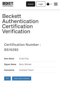 Michael Beck Signed Funko Pop #864 "Swan" (The Warriors) - Beckett COA #02