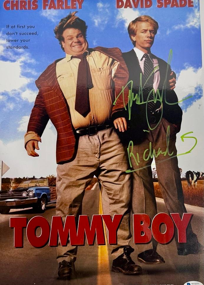 David Spade Signed 11x17 Photo (Tommy Boy) w/Character Inscription- Beckett COA
