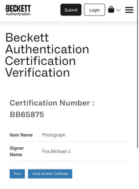 Michael J. Fox Signed 8X10 Photo (Back To The Future) - Beckett COA #02