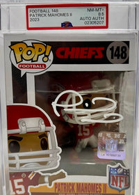 Patrick Mahomes Signed Kansas City Chiefs Funko Pop (White Ink) #148 - PSA Graded Near Mint, Authenticated / Encapsulated - Beckett & PSA COA